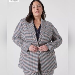 Lane Bryant size 26 Houndstooth Plaid Boyfriend Single-Breasted Blazer